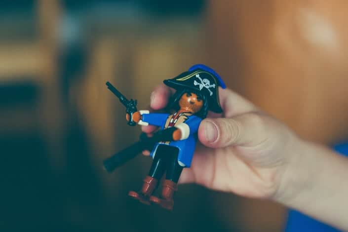 A toy mini-pirate.