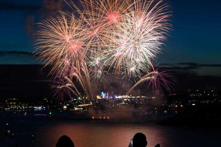 A beautiful fireworks display.