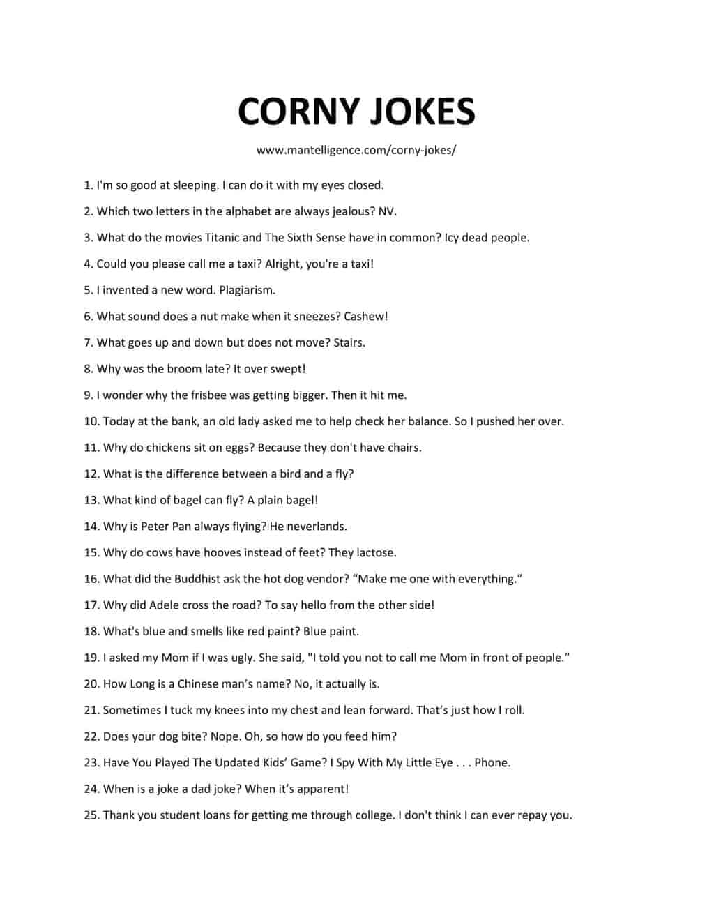 364 Best Corny Jokes - The only list you'll ever need.