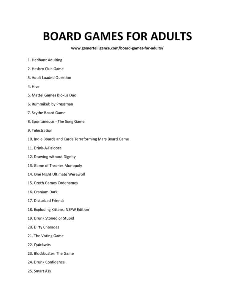 39 Board Games for Adults - See A Great List of Interesting Stuff Here