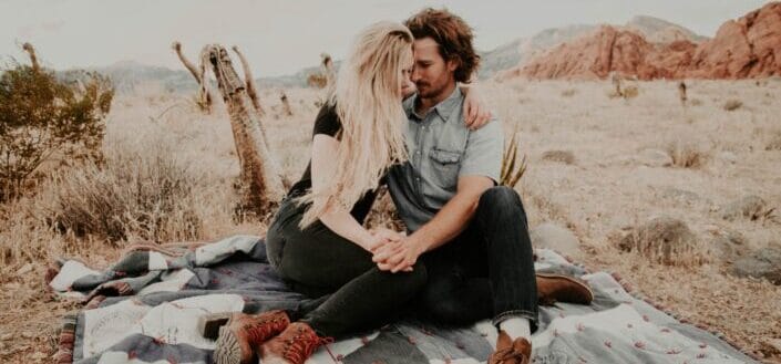 Couple in a romantic picnic date